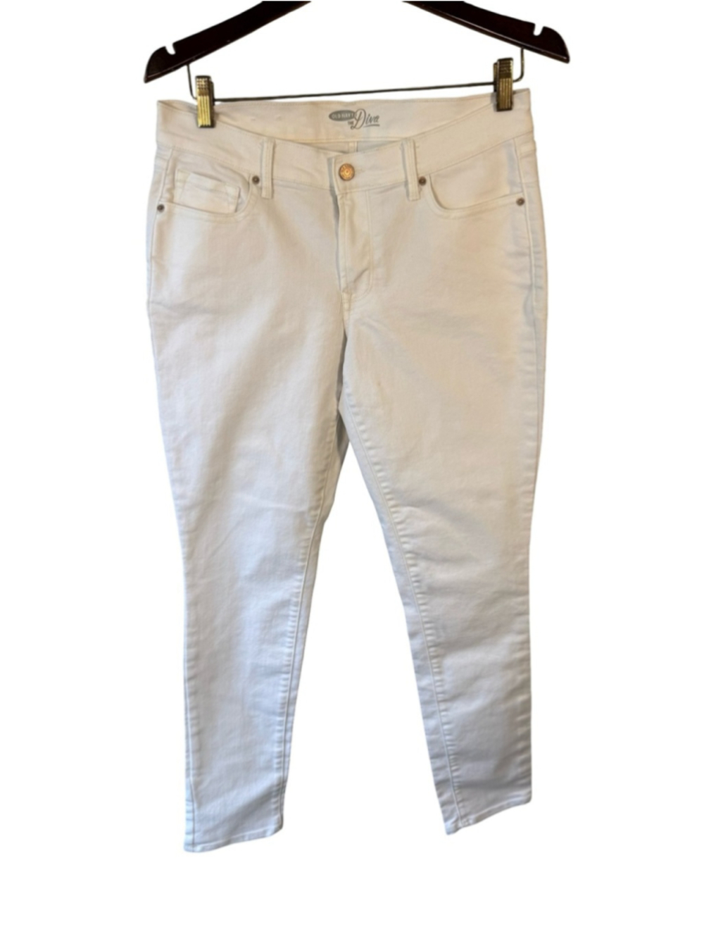 Old Navy White The Diva Skinny Jeans Stretch Denim Size 8 Vacation Coastal - Picture 2 of 14